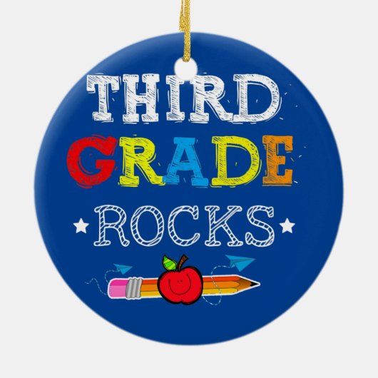 Third Grade Rocks Team 3rd Grade Teacher Keramisch Ornament (Achterkant)