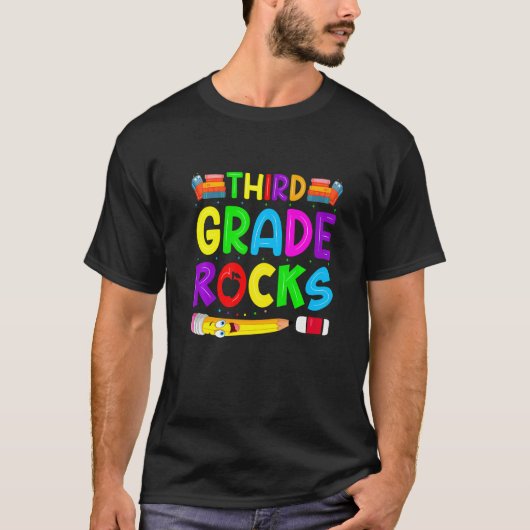 Third Grade Rocks Team 3rd Grade Teacher T-shirt (Voorkant)