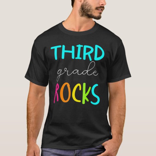 Third Grade Rocks Team 3rd Grade Teacher T-shirt (Voorkant)