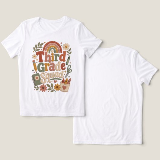 Third Grade Teacher Tee Shirt (Ontwerp Voorkant & Achterkant)