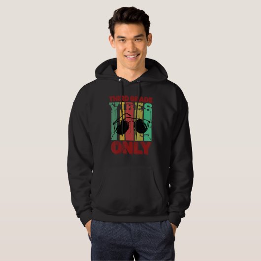 Third Grade Vibes 3rd Grade Teacher Retro 1st Day  Hoodie (Voorkant volledig)