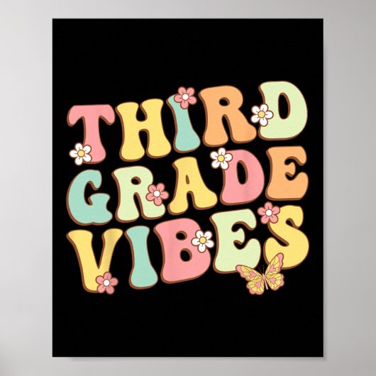 Third Grade Vibes Hello Team 3rd Grade Teacher Kid Poster (Voorkant)