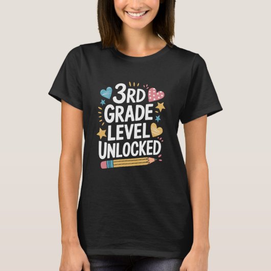 Third Grader School Boys Girls, 3rd Grade Level Un T-shirt (Voorkant)