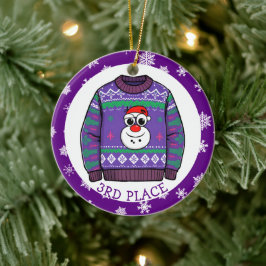 Third Place Ugly Sweater Winner Christmas Keramisch Ornament