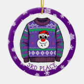 Third Place Ugly Sweater Winner Christmas Keramisch Ornament (Voorkant)