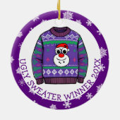 Third Place Ugly Sweater Winner Christmas Keramisch Ornament (Achterkant)