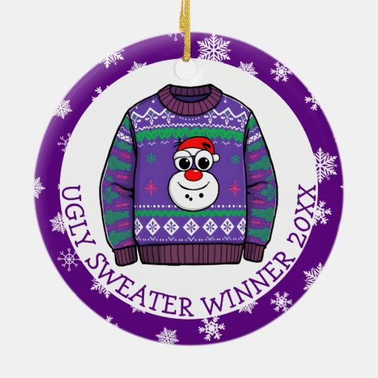 Third Place Ugly Sweater Winner Christmas Keramisch Ornament (Achterkant)