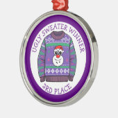 Third Place Ugly Sweater Winner Christmas Metalen Ornament (Links)
