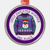 Third Place Ugly Sweater Winner Christmas Metalen Ornament (Voorkant)