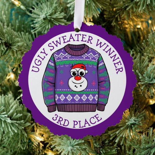 Third Place Ugly Sweater Winner Christmas Ornament Kaart (Insitu (Drie))