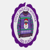 Third Place Ugly Sweater Winner Christmas Ornament Kaart (Rechts)