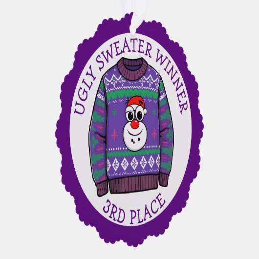 Third Place Ugly Sweater Winner Christmas Ornament Kaart (Rechts)