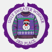 Third Place Ugly Sweater Winner Christmas Ornament Kaart (Voorkant)