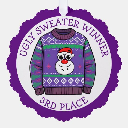 Third Place Ugly Sweater Winner Christmas Ornament Kaart (Voorkant)