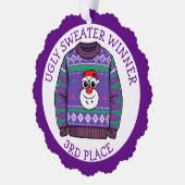 Third Place Ugly Sweater Winner Christmas Ornament Kaart (Links)