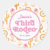 Third Rodeo Western Cowgirl 3rd Birthday Ronde Sticker (Voorkant)