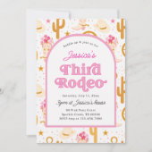 Third Rodeo Western Cowgirl Photo 3rd Birthday Kaart (Voorkant)