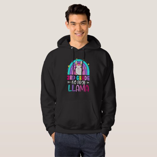 Third Team 3rd Grade Teacher Rainbow No Prob Llama Hoodie (Voorkant volledig)