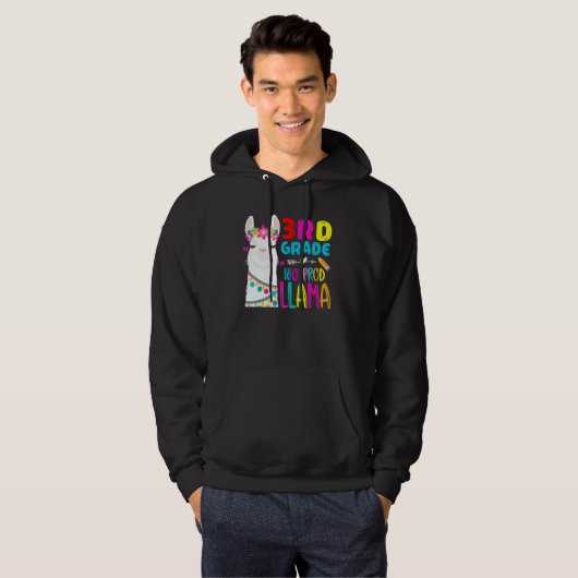 Third Team 3rd Grade Teacher Rainbow No Prob Llama Hoodie (Voorkant volledig)