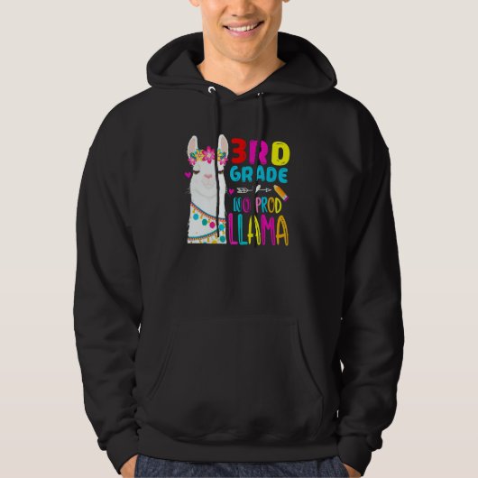 Third Team 3rd Grade Teacher Rainbow No Prob Llama Hoodie (Voorkant)