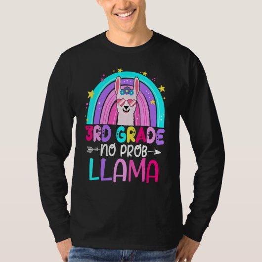 Third Team 3rd Grade Teacher Rainbow No Prob Llama T-shirt (Voorkant)