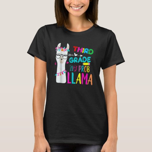 Third Team 3rd Grade Teacher Rainbow No Prob Llama T-shirt (Voorkant)