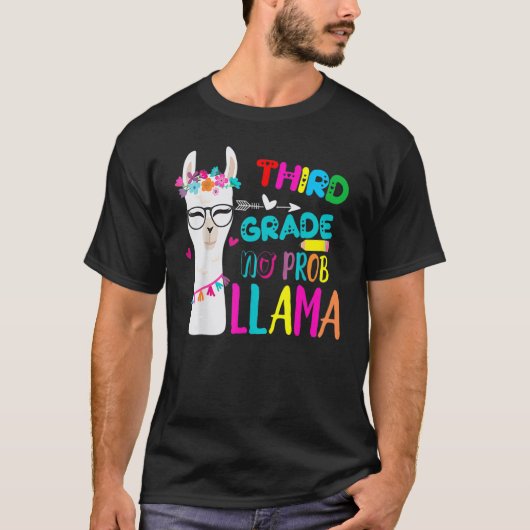 Third Team 3rd Grade Teacher Rainbow No Prob Llama T-shirt (Voorkant)