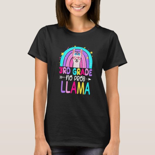 Third Team 3rd Grade Teacher Rainbow No Prob Llama T-shirt (Voorkant)