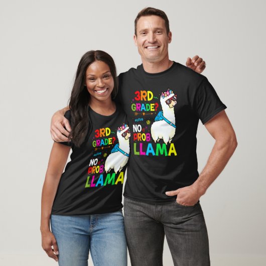 Third Team 3rd Grade Teacher Rainbow No Prob Llama T-shirt (Unisex)