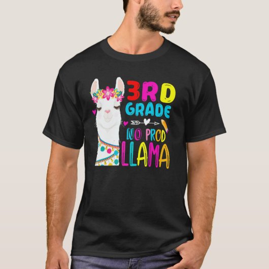 Third Team 3rd Grade Teacher Rainbow No Prob Llama T-shirt (Voorkant)