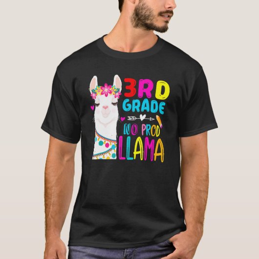 Third Team 3rd Grade Teacher Rainbow No Prob Llama T-shirt (Voorkant)