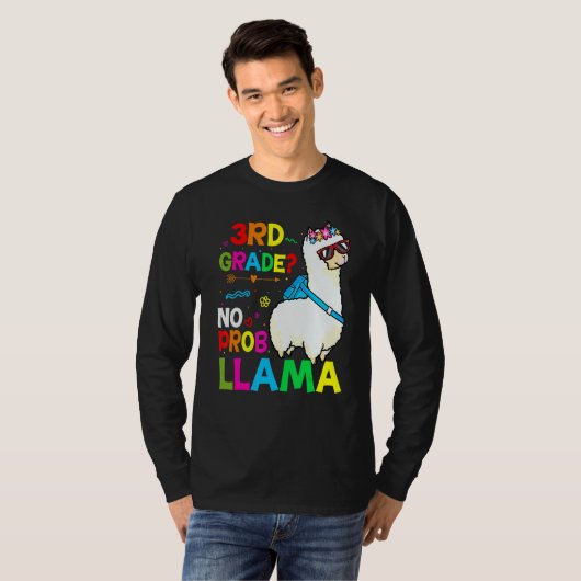 Third Team 3rd Grade Teacher Rainbow No Prob Llama T-shirt (Voorkant volledig)