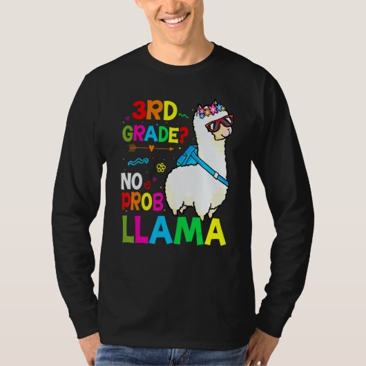 Third Team 3rd Grade Teacher Rainbow No Prob Llama T-shirt (Voorkant)