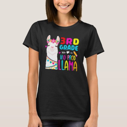 Third Team 3rd Grade Teacher Rainbow No Prob Llama T-shirt (Voorkant)