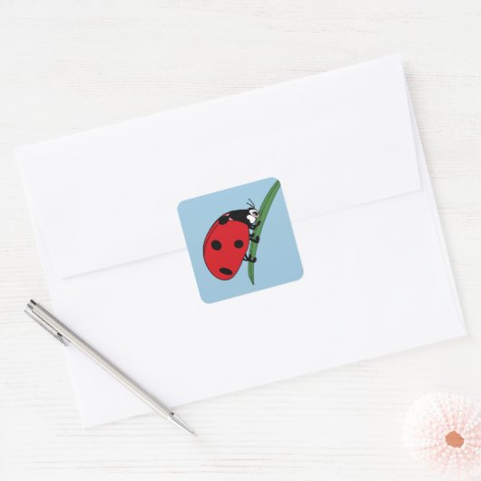 Thirsty Ladybug Vierkante Sticker (Envelop)