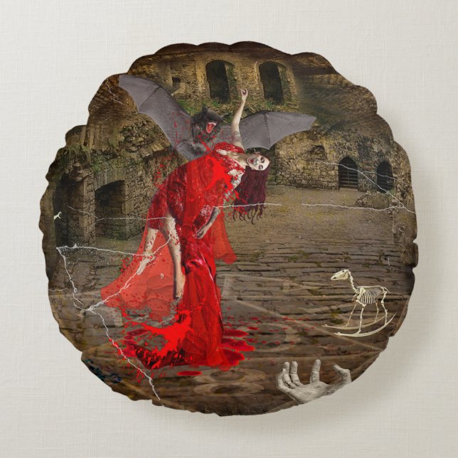 Thirsty Rond Kussen (Voorkant)