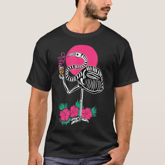 Thirsty Skeleton Flamingo Animal Tropical Bird T-shirt (Voorkant)