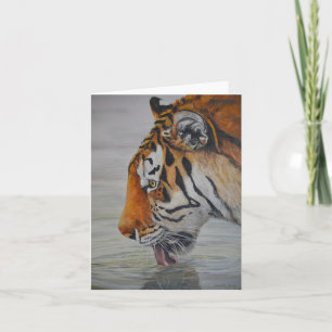 "Thirsty" Tiger Art Reproduction Note Card Kaart
