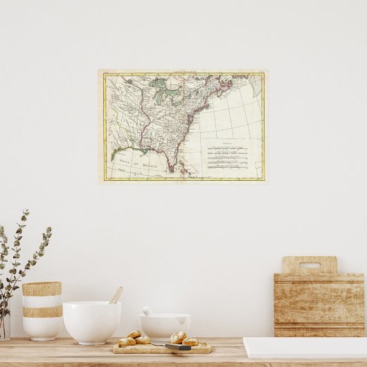 Thirteen Colonies Vintage Map (1776) Poster (Keuken)