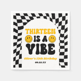 Thirteen Is A Vibe Retro 13th Birthday Party Servet