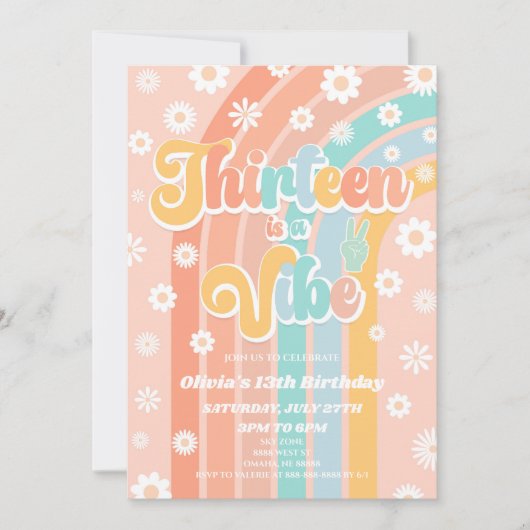 Thirteen is een vibe daisy 13e verjaardag feest kaart (Voorkant)