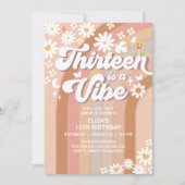 Thirteen is een Vibe Earthy 70s Groovy 13th Birthd Kaart (Voorkant)
