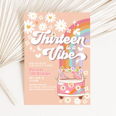 Thirteen is een vibe groovy daisy regenboog verjaa kaart