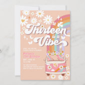 Thirteen is een vibe groovy daisy regenboog verjaa kaart (Voorkant)