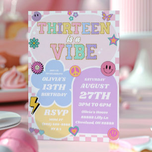 Thirteen is een vibe patch 13e verjaardag feest kaart
