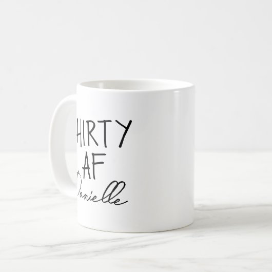 Thirty AF 30th Birthday Grappig Gepersonaliseerd Koffiemok (Voorkant links)