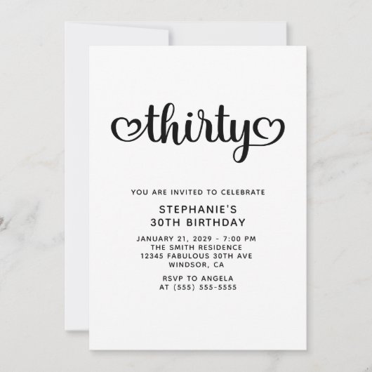 Thirty Cute Hearts Script 30th Birthday Kaart (Voorkant)