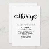 Thirty Cute Hearts Script 30th Birthday Kaart (Voorkant / Achterkant)
