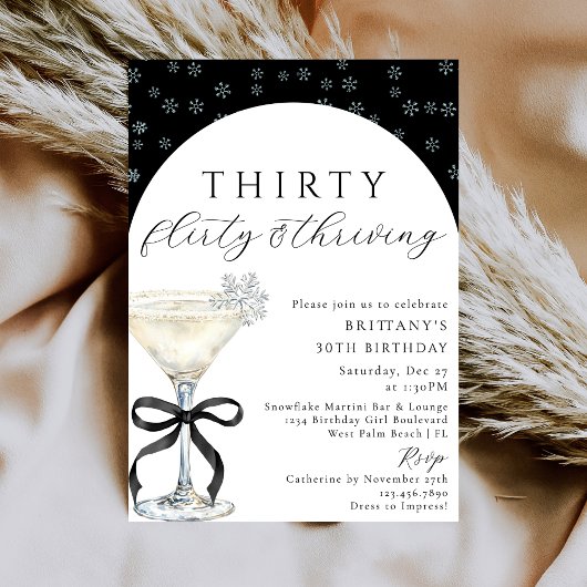 Thirty Flirty & Thriving Chic Winter 30th Birthday Kaart