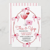 This and Yap Pink Bow Galentine's Day Party Kaart (Voorkant / Achterkant)